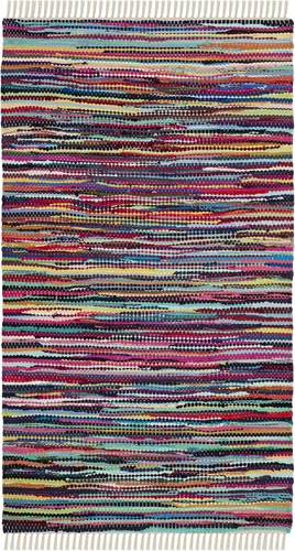Miniatura 19 de SAFAVIEH Rag Rug Collection - Alfombra decorativa de 2 x 3 pies, color gris, hecha a mano, de algodón a rayas, ideal para zonas de alto tráfico