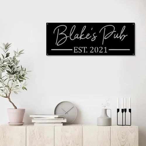 Miniatura 4 de Señales de barra de nombre de neón LED personalizadas, señal de bienvenida de familia de metal para decoración de bar, luz de barra abierta