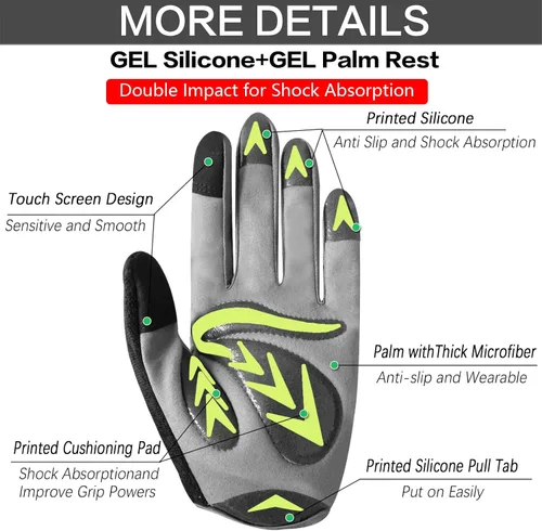 Miniatura 2 de FINGER TEN Guantes de ciclismo para niños y niñas y jóvenes, par de dedos completos, ciclismo de motocross, pantalla táctil, bicicleta de montaña
