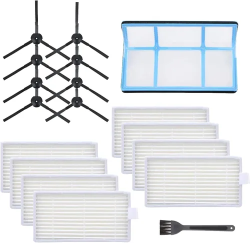 Piezas de repuesto para aspiradora robótica ILIFE V3 V3s V5 V5s Pro, kit de accesorios incluye 1 filtro primario y 8 cepillos laterales y 8 filtros