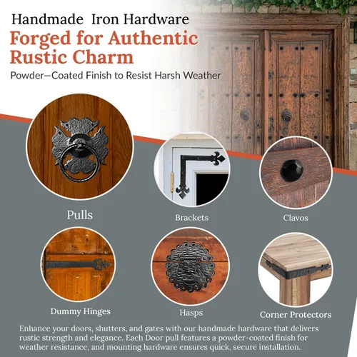 Miniatura 3 de Paquete de 2 manijas decorativas negras de 4.5 pulgadas, manija decorativa de puerta de hierro, manija de puerta de metal rústico para puertas Negro