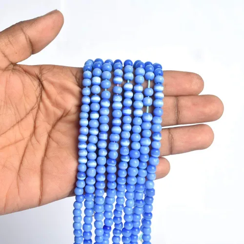Miniatura 4 de Hilo completo de turquesa azul natural aprox. 80.00 quilates de cuentas redondas hebra azul turquesa, Gema, turquesa (Hue Enhanced Turquoise)