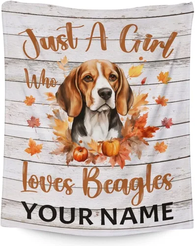 Miniatura 9 de Manta personalizada con nombre Beagle, suave, mullida y cálida, manta de 50 x 60 pulgadas, para cama, sofá, blanco, bonito regalo para niñas y niños