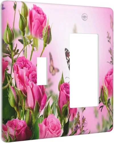 Miniatura 95 de Cubierta de interruptor de luz rosa brillante con purpurina de 1 banda, sin dispositivo, placa de pared en blanco decorativa para adolescentes, Rosa
