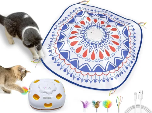 Miniatura 10 de ORSDA Juguetes para gatos de interior, 5 en 1, juguetes automáticos interactivos para gatitos, juguetes eléctricos recargables para ocultar