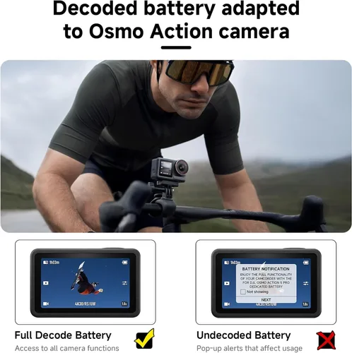 Miniatura 9 de Batería de 2250 mAh para Osmo Action 6, 2 baterías de repuesto, compatible con Osmo 360, Osmo Action 6, Osmo Action 5 Pro, Osmo Action 4, Osmo
