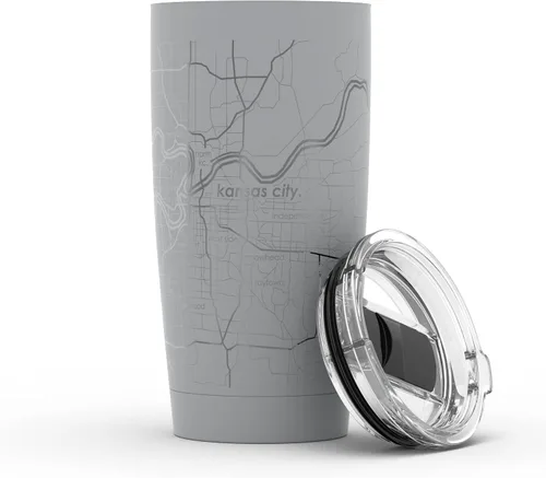 Miniatura 66 de Well Told Vaso de café aislado con diseño grabado de mapa de Atlanta Georgia, taza de acero inoxidable grabada (20 onzas, negro) con diseño de mapa