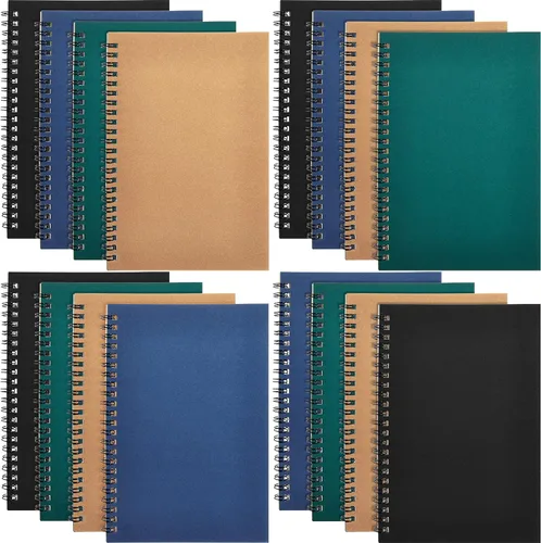 Mimorou Paquete de 12 cuadernos en espiral de tapa dura con rayas universitarias A5 para suministros escolares de oficina, 100 páginas/50 hojas, 8.3