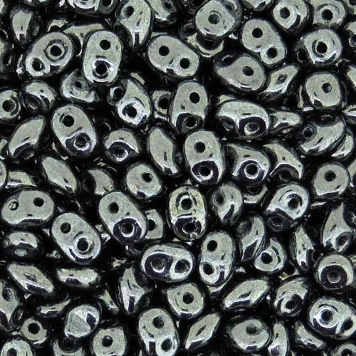 Miniatura 4 de Cuentas de semillas checas de dos agujeros 0.217x0.098 in SuperDuo Jet Hematite 0.85 oz