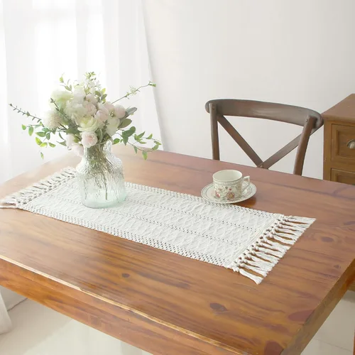 Miniatura 17 de FEXIA Camino de Mesa Negro con Borlas de 72 Pulgadas Macramé Boho Estilo Granja Camino de Mesa para Decoración de Dormitorio y Comedor