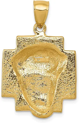 Miniatura 4 de Colgante de oro amarillo macizo de 14 k con cabeza de Jesús grande con corona emperador Rey Rey Reina Real