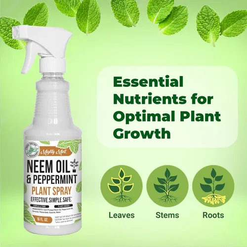 Miniatura 5 de Mighty Mint Spray nutritivo para plantas de aceite de neem y menta, brillo natural de hojas para uso en interiores y exteriores, fórmula a base