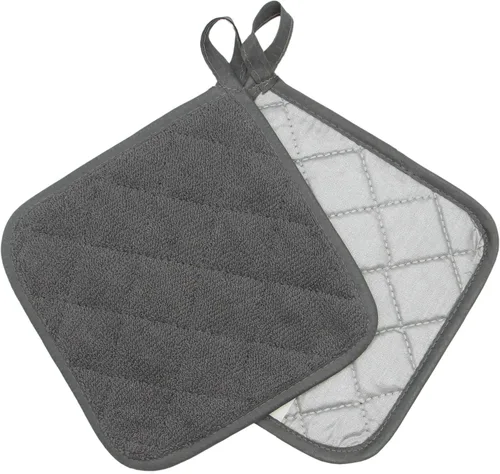 Miniatura 4 de Juego de 4 soportes de algodón para ollas de algodón, lavables a máquina, resistentes al calor, para uso diario, cocina, almohadillas calientes, Gris