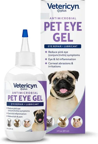 Vetericyn Plus Pet Eye Gel | Alternativa de ungüento para ojos de perros y gatos para lubricar y aliviar irritaciones y abrasiones oculares, reducir