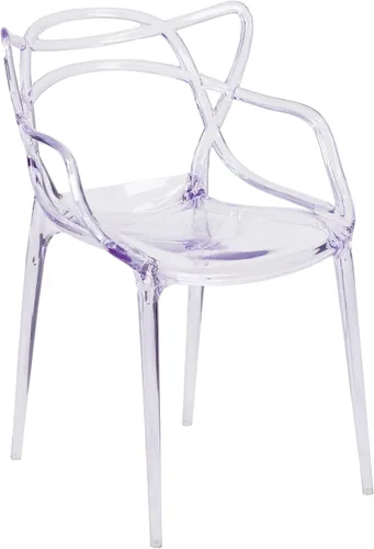 Miniatura 8 de Flash Furniture Josh - Juego de 4 sillas laterales apilables transparentes de la serie Nesting