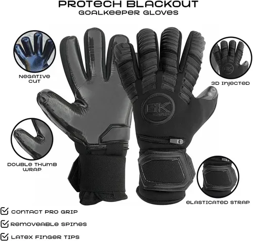 Miniatura 2 de GK Saver Guantes de portero de fútbol Protech Series Guantes profesionales de portero talla 6 a 11 Negro