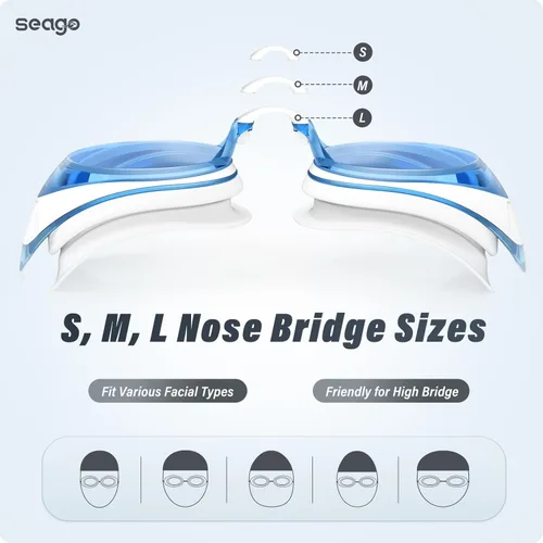 Miniatura 7 de Seago 2 Pack Swimming Goggles Anti-fog Anti-UV Silicone Swim Goggles Adult Women Men