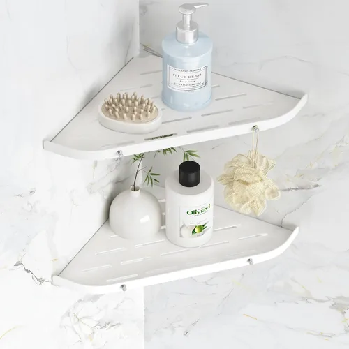 Miniatura 8 de Qeke Estante esquinero para baño, estante de ducha de 9 pulgadas, estante de acero inoxidable SUS304 para montaje en pared, estante de esquina con 2