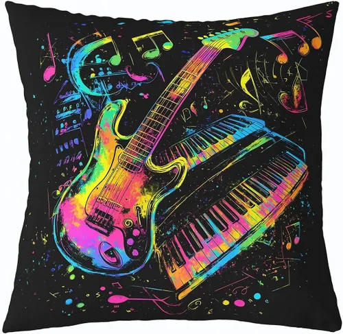 Miniatura 37 de Castle Fairy Cowboy Boots Throw Pillow Cover 16"x16" Bohemia Musical Guitar Pillowcase Western Rustic Cowgirl Reversible Print Cushion Cover Music