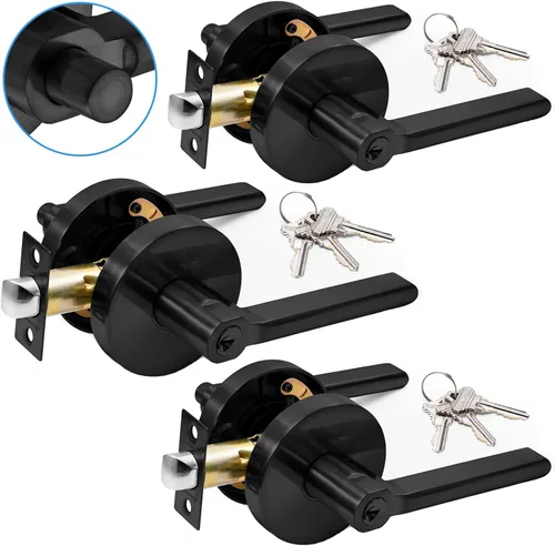 Miniatura 10 de Botón de bloqueo sin manos/apertura de un solo toque, manija de puerta interior/exterior con llaves, reversible L & R, compatible con la ADA