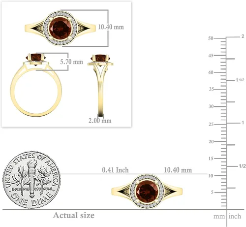 Miniatura 274 de Dazzlingrock Collection Anillo de compromiso redondo de 0.276 in con halo de diamante blanco y vástago dividido para ella en oro macizo de 14