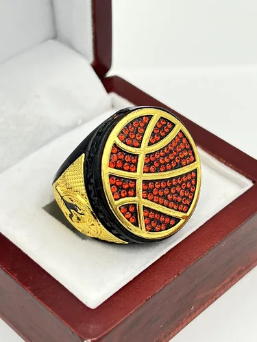 Miniatura 2 de Anillos deportivos de descuento, ANILLO DE CAMPEONATO DE BALONATO DE BASKETBALL DE LUJO — Colores surtidos, Cuerpo pintado con piedras, Anillo