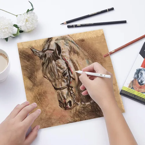 Miniatura 3 de MARKART Lápices de carbón para dibujar, paquete de 10 lápices de carbón blanco y negro para bocetos, sombreado, mezcla, lápiz de artista