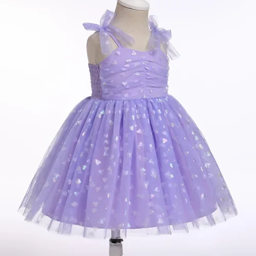 Miniatura 3 de Vestido tutú de verano para niñas pequeñas, sin espalda, vestido de princesa para fiesta de cumpleaños, lentejuelas con volantes, tul con lazo