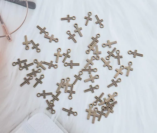 Miniatura 2 de 50 piezas de mini dije de cruz de metal para hacer joyas, encontrar collares, pulseras, aretes, llavero, idea de regalo de bricolaje, accesorios