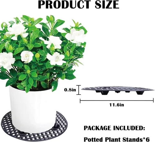 Miniatura 2 de 6 soportes para plantas en maceta, 12 pulgadas, elevador de maceta perfecto para interiores y exteriores, jardín, flores para evitar la pudrición