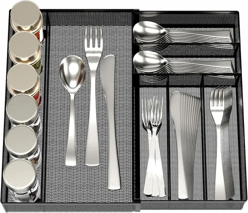 JANE EYRE Organizador de Cajón de Utensilios - Bandeja Expandible para Cubiertos, Divisor de Almacenamiento de Cubiertos/Vajilla para Cocina, Diseño
