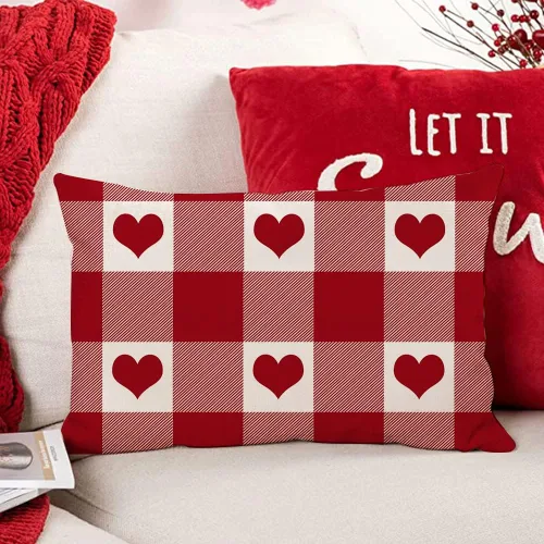 Miniatura 2 de Fundas de almohada para el día de San Valentín de 12 x 20 pulgadas, regalos de cumpleaños, patrón de corazón, decoración para sofá, decoración