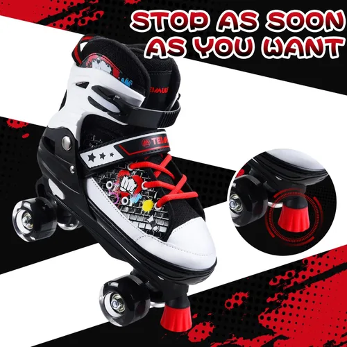 Miniatura 4 de Patines de ruedas para niños, 4 tamaños ajustables con todas las ruedas iluminadas, patines de 10C a 8 patines para niños pequeños, principiantes