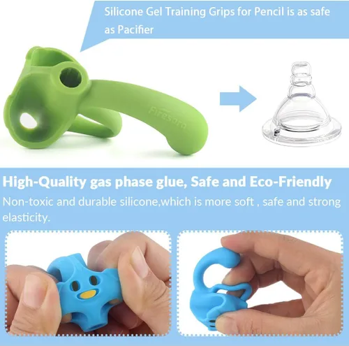 Miniatura 2 de Firesara - Empuñaduras de entrenamiento para lápiz, agarre de entrenamiento para niños, ergonómico, 5 dedos, juegos fijos para corrección de postura