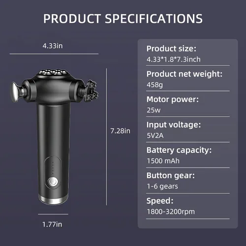 Miniatura 6 de Masajeador de terapia de liberación rápida 2025 - Pistola de masaje de tejido profundo de mano, cuentas giratorias de 360°, masajeador muscular