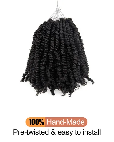 Miniatura 5 de Pelo Passion Twist de 6 pulgadas, trenzas de ganchillo cortas pretrenzadas, paquete de 8 paquetes (1#/negro azabache)