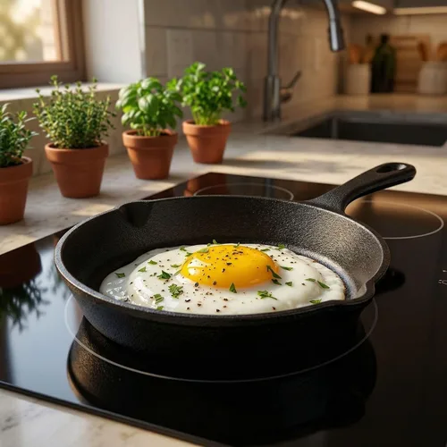 Miniatura 4 de Restaurantware Met Lux - Sartén sazonada de 6.5 x 10 x 1 pulgadas, 1 sartén resistente lista para horno, agujero para colgar, con boquilla