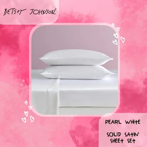 Miniatura 8 de Betsey Johnson - Sábanas de cama individual, juego de ropa de cama de satén con fundas a juego, suaves y sedosas, esenciales para dormitorio