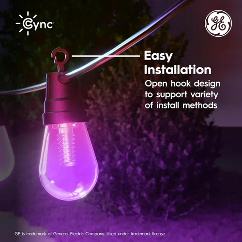 Miniatura 14 de GE Cync Luces inteligentes para café con efectos dinámicos, luces de cadena para patio que cambian de color, compatibles con Alexa y Google, 48 pies