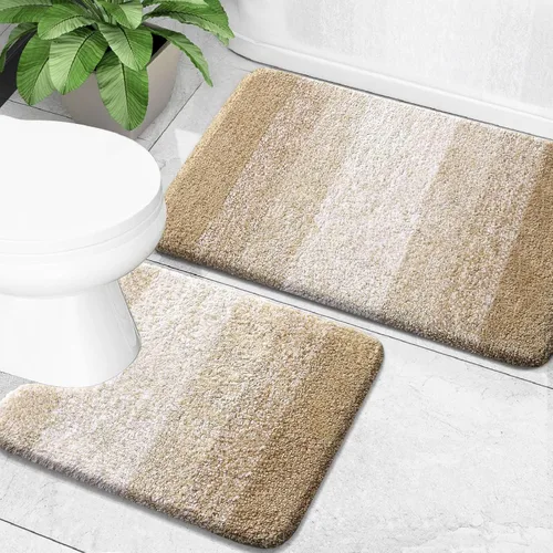 Miniatura 57 de OLANLY Juego de 2 alfombras de baño de microfibra suave y absorbente, antideslizantes, se pueden lavar y secar a máquina, alfombras de baño peludas