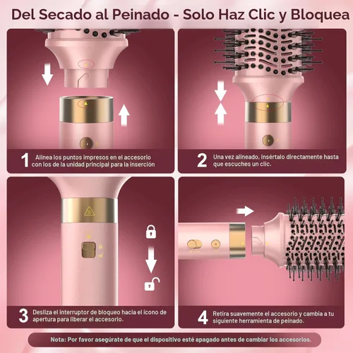 Miniatura 10 de Mythsight StyleVibe 8 en 1 Air Styler, secadora de pelo y cepillo secador con estuche de viaje - Rulos de envoltura automática (L/R), secado rápido