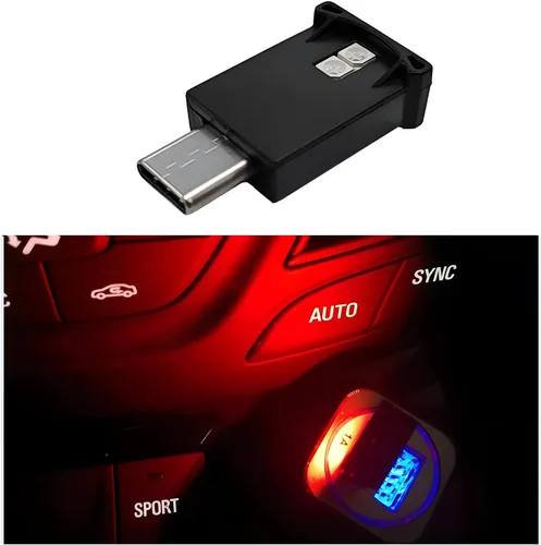 Luz ambiental LED USB tipo C, 8 colores RGB con gradiente dinámico de brillo, lámpara de atmósfera interior, accesorios mini ajustables para coche,