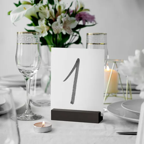Miniatura 5 de Tidita Soporte para tarjetas de lugar, 4.7 x 1.6 x 1 pulgadas, madera de acacia y acrílico, soportes de exhibición de tarjetas de mesa, perfecto