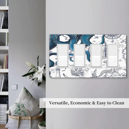 Miniatura 524 de Cubiertas de placa de pared de 3 gang con interruptor de luz de triple palanca, en negro y dorado con esplendor de oro rosa, estampado floral