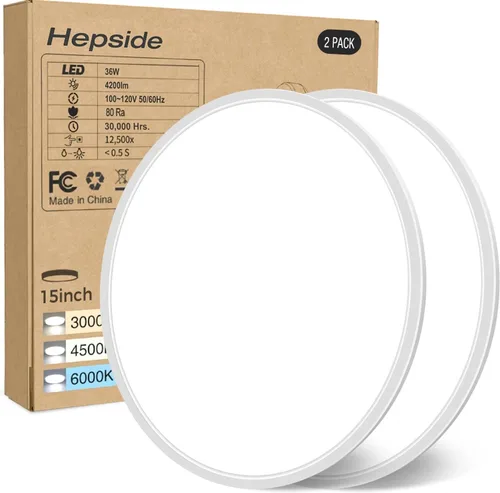 Miniatura 44 de hepside Paquete de 1 lámpara de techo LED de montaje empotrado, color negro, 12 pulgadas, 28 W, regulable 3000K-4500K-6000K, lámpara de techo de 3
