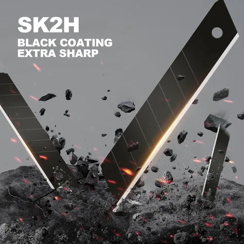 Miniatura 4 de HAUTMEC SK2H - 10 cuchillas ultra afiladas de 0.71 pulgadas (0.709 in), cuchillas de repuesto retráctiles negras para cuchillo, SK2H resistente