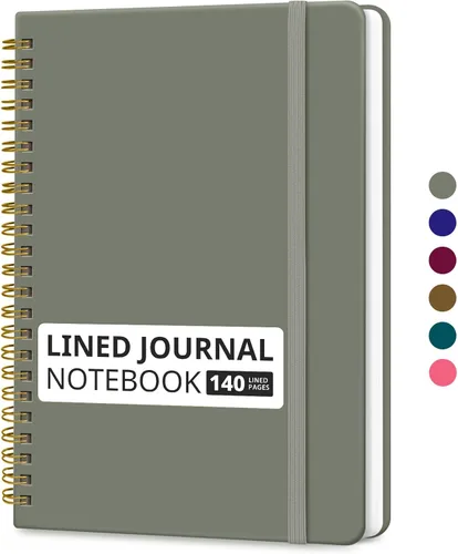 Miniatura 38 de Cuaderno rayado en espiral para mujeres y hombres, 140 páginas, cuaderno de tapa dura con rayas universitarias para trabajo y toma de notas, diarios
