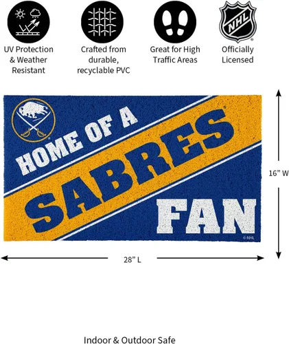 Miniatura 3 de Team Sports America NHL Buffalo Sabres Entrada interior y exterior 28 x 16 pulgadas Parte trasera antideslizante Tapetes de bienvenida
