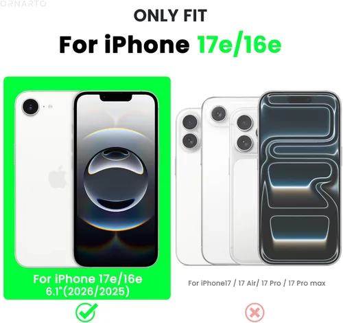 Miniatura 2 de ORNARTO Funda compatible con iPhone 16e de 6.1 pulgadas (2025), silicona líquida de 3 capas cubierta completa de goma de gel suave, funda protectora