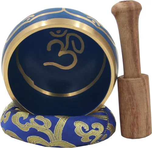 Miniatura 3 de DharmaObjects® Juego de regalo de caja de cojín de mazo azul tibetano para meditación y yoga (azul marino)